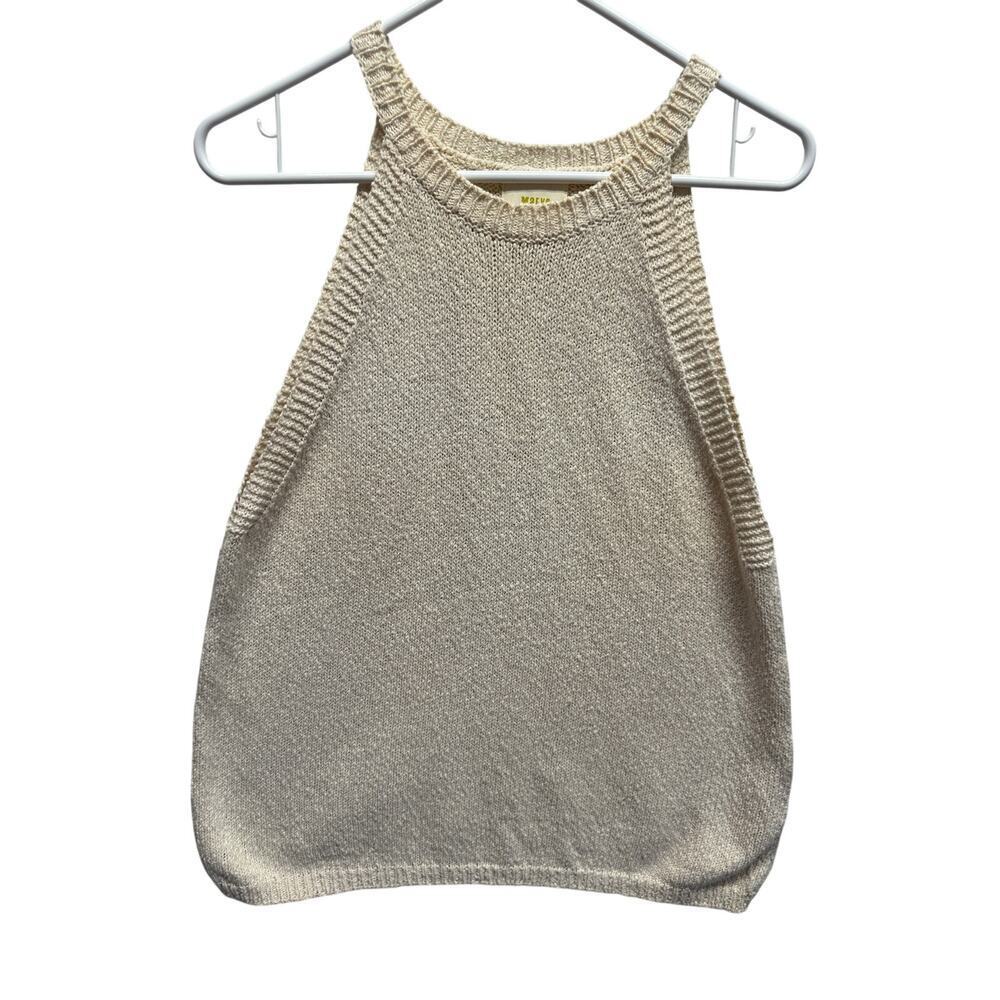 Anthropologie Maeve Ivory/Cream Sleeveless Halter Knit Sweater L Beach Loganlook - Picture 2 of 9
